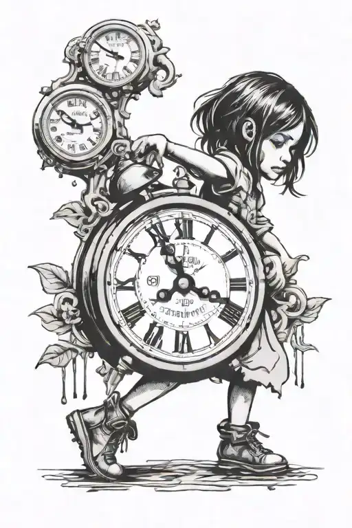 Banksy Girl And Melting Clock