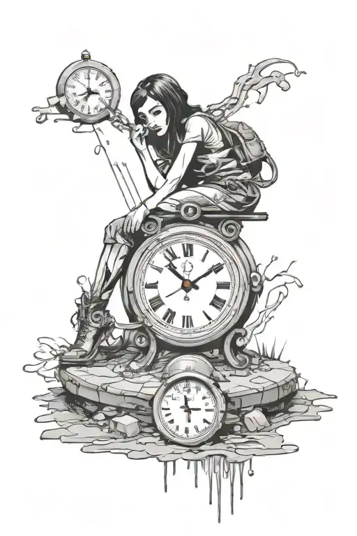 Banksy Girl And Melting Clock