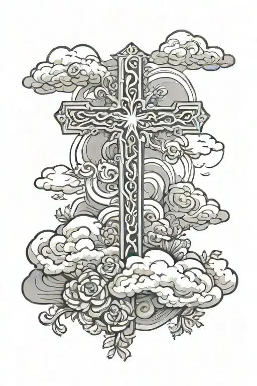 Cross With Birthday And Death Day With Clouds