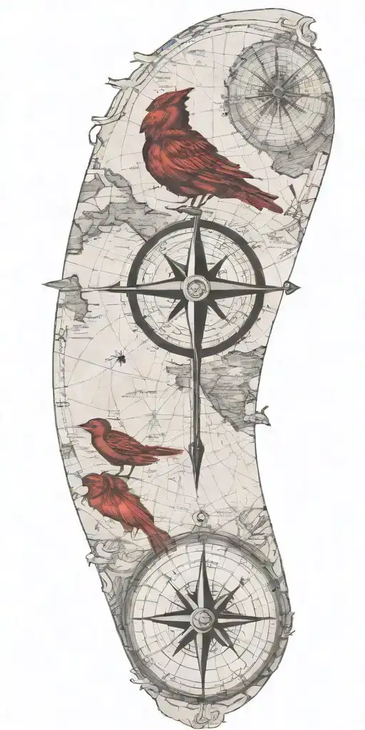 Black And Gray Map With Compass And Rose