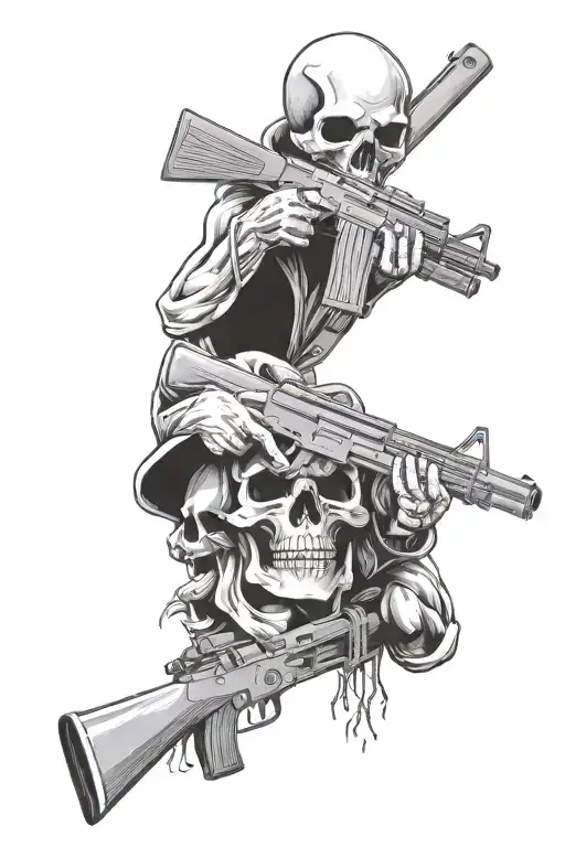 Ak47 Three Skulls Brothers For Life In A Banner Wrapped