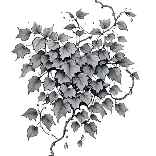 Ivy Vines Growing And Water Flow