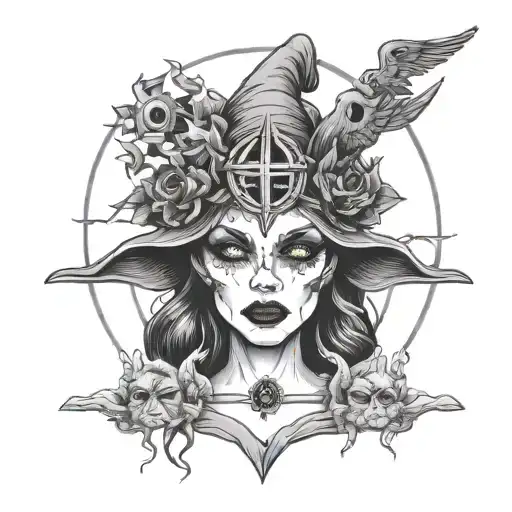 Three Eyed Witch With Her Hands Covering Two Eyes