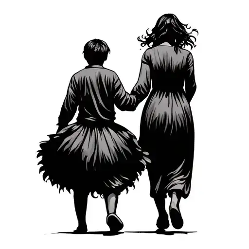 Mother And Son Walking