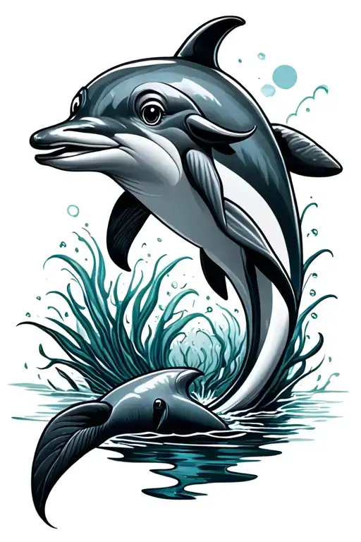 Cute Dolphin Tattoo Design
