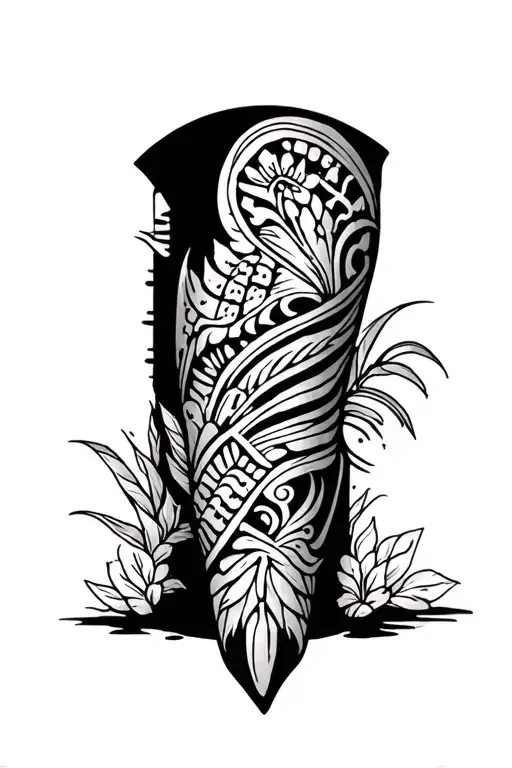 Leg Sleeve Full Wrap Around Traditional Polynesian