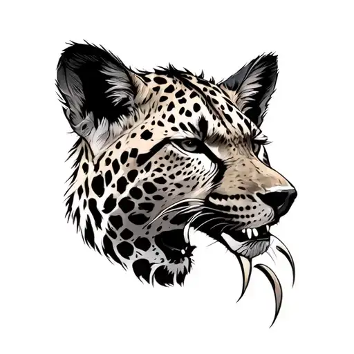 Leopard Figthing A Hyena Head