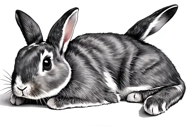 Bunny Laying On Side View