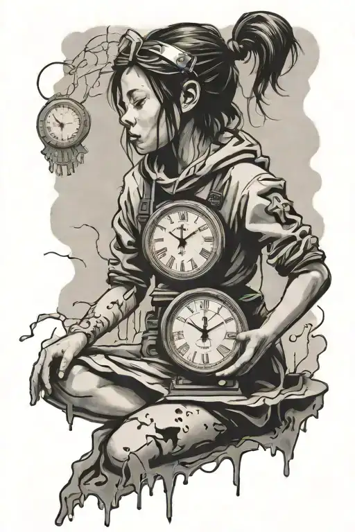 Banksy Girl And Melting Clock