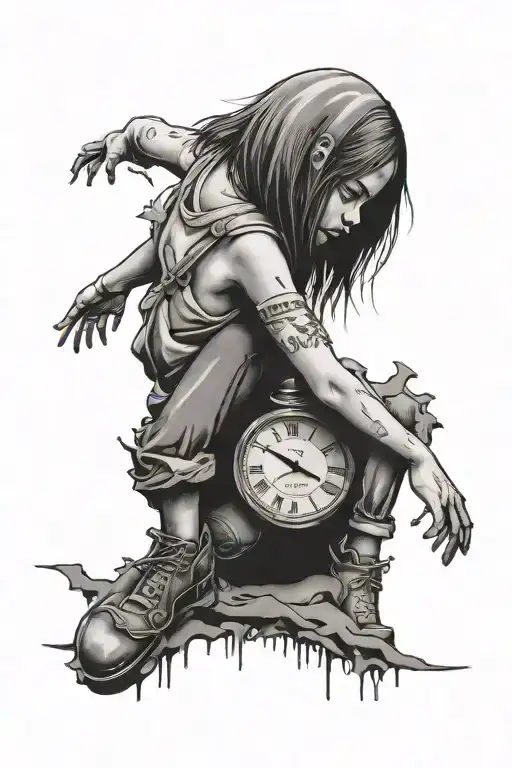 Banksy Girl And Melting Clock