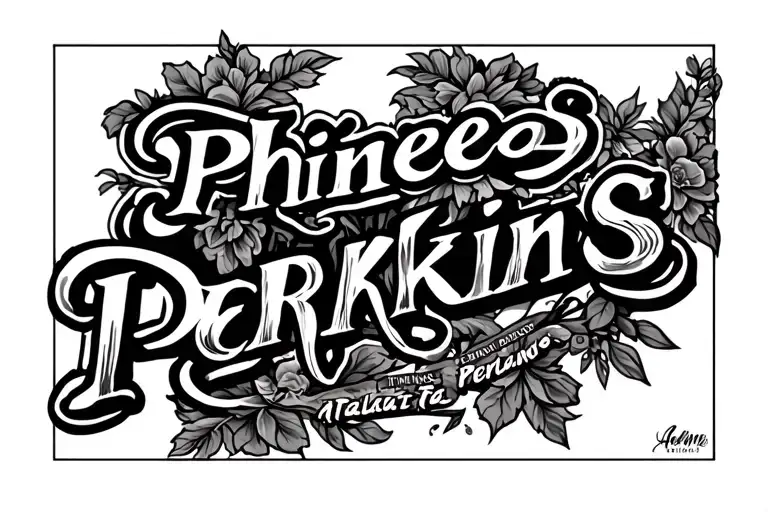 Back Tattoo Based Off Of Name Phineas Perkins And Where I Was Raised Atlanta Georgia