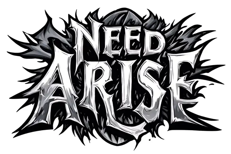 Need Arise Word Tattoo Design Featuring Thunders Striking