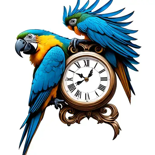Blue Parrot Hugs Clock