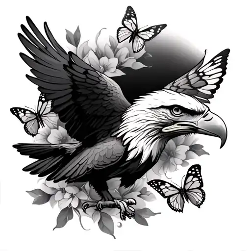 Eagle And Butterflies