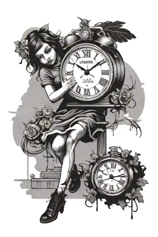 Banksy Girl And Dissolving Clock