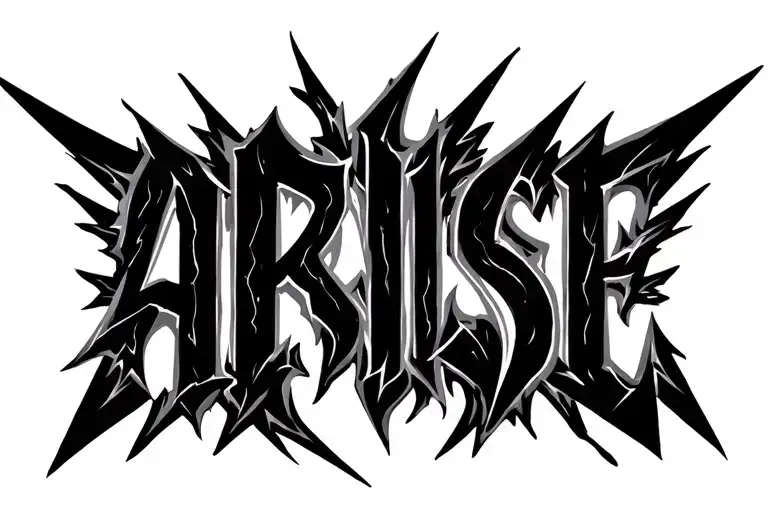 Arise Word Tattoo Design Featuring Thunders Striking At End Of Each Letter