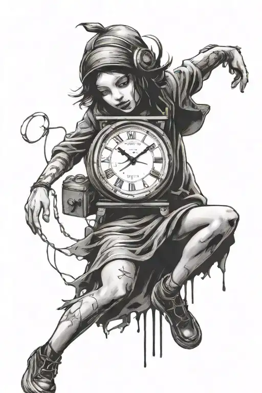 Banksy Girl And Dissolving Clock