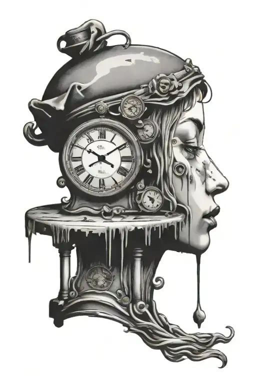 Melting Clock Embedded In Banksy Girl
