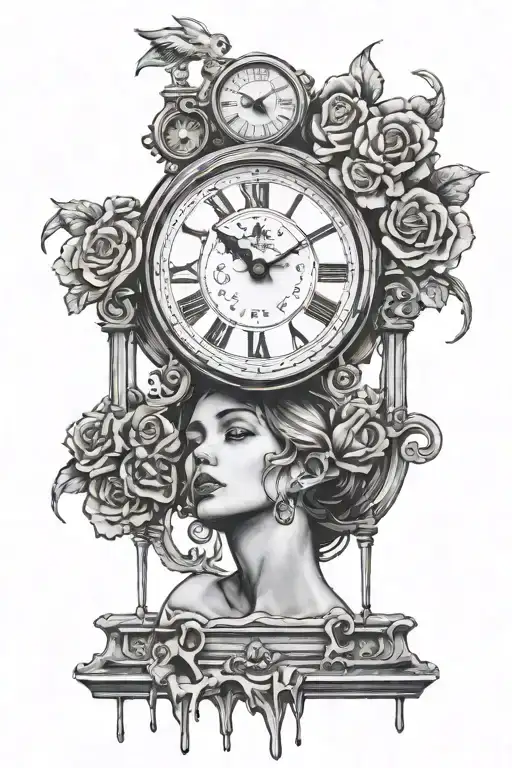 Melting Clock Embedded In Banksy Girl