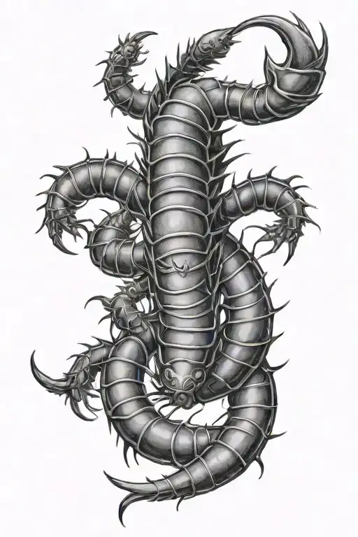 A Tattoo Sleeve Of A Centipede