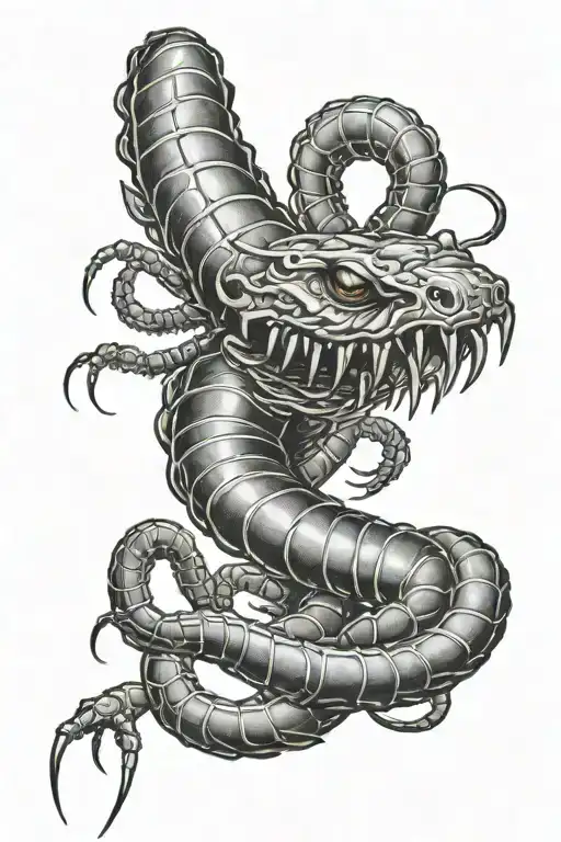 A Tattoo Sleeve Of A Centipede