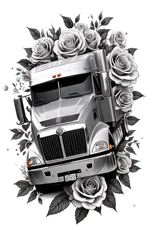 Realistic Truck With Roses Wrapped
