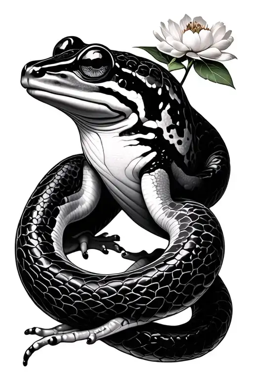 Snake Of Peonies Frog