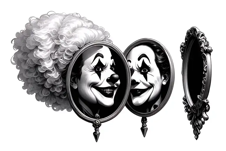 A Happy Clown Looking At A Sad Clown In The Mirror