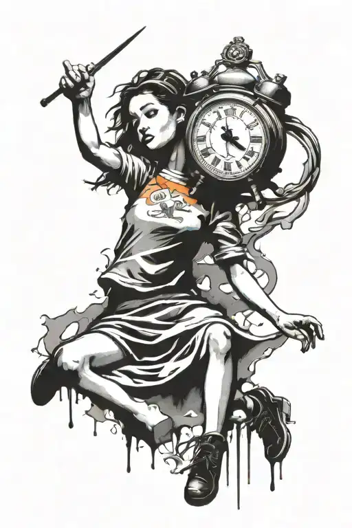 Banksy Girl With Dissolving Clock