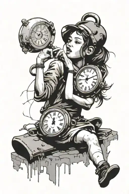Banksy Girl With Dissolving Clock