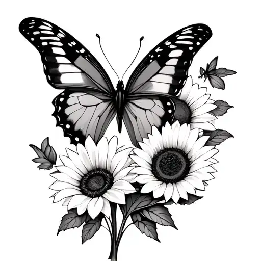 Butterflies And Sunflowers