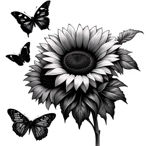 Butterflies And Sunflowers Loving Memory