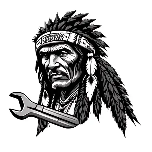 Dread Native American Holding Wrench