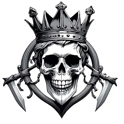 Simple Skull With Dagger And Crown Hanging
