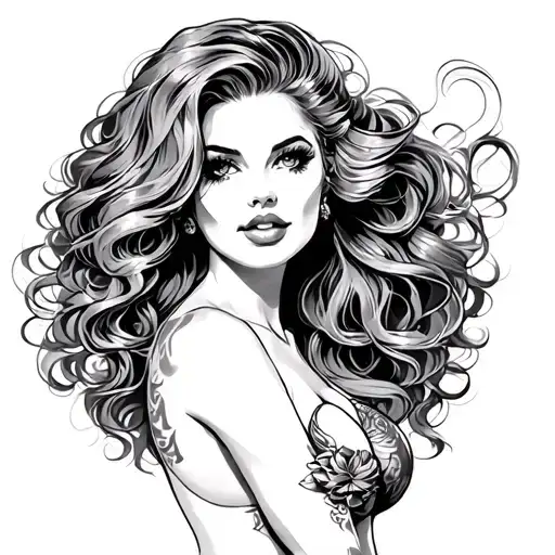 Pinup Girl With Long Hair
