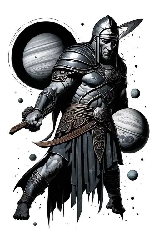 Gladiator With Planets