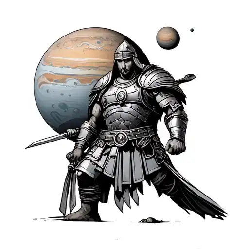 Gladiator With Planets