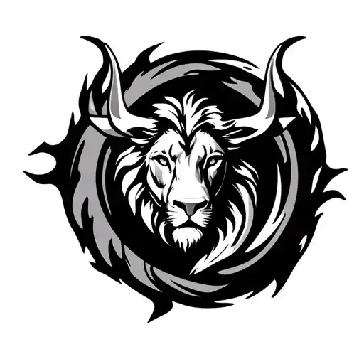 Fire And Earth Element Symbol With Leo And Taurus Zodiac Sign