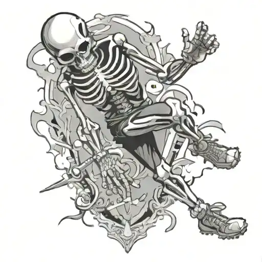 A Guy In Nike Shoes Kicking A Skeleton In The Groin