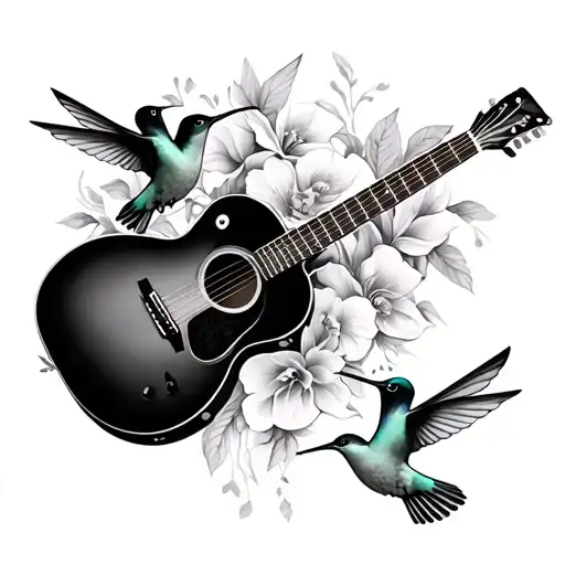 Guitar And Two Hummingbirds