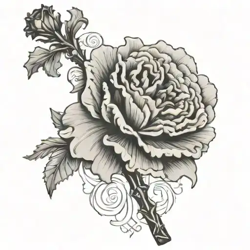 Carnation Flower On A Cross