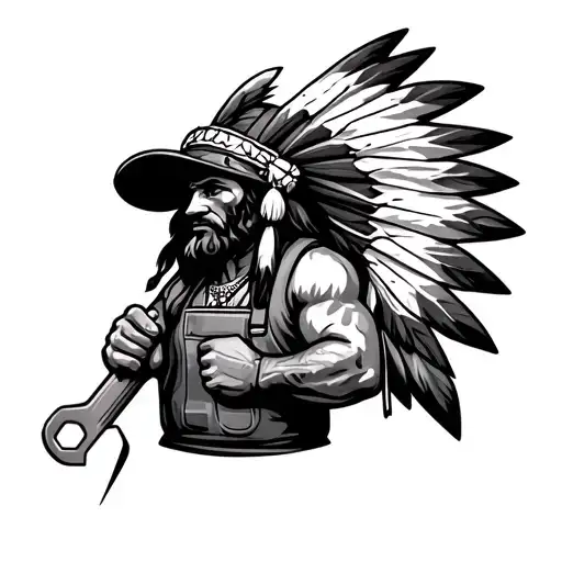 Native American Plumber Holding A Wrench