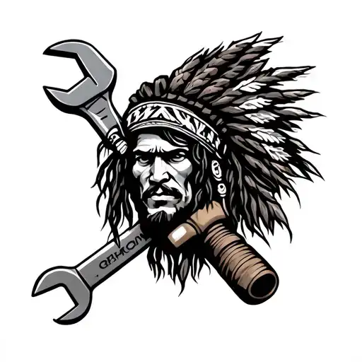 Dread Native American Plumber Holding A Wrench
