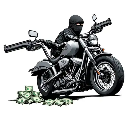 Motorcycles And Balaclava Guns Money