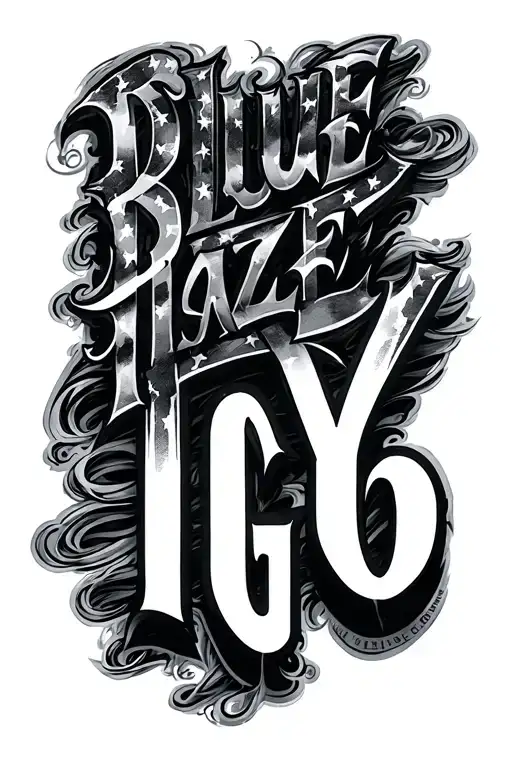 The Phrase Blue Haze In Caligrafic Letters 'Igy6' Us Flag