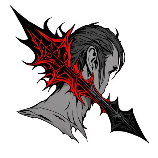 Daedric Arrow Skyrim Red And Black 5Inch Long At The Back Of My Ear Going Down My Neck