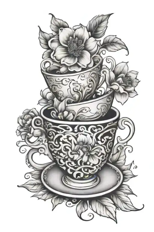 Flowers In A Flame Tea Cup