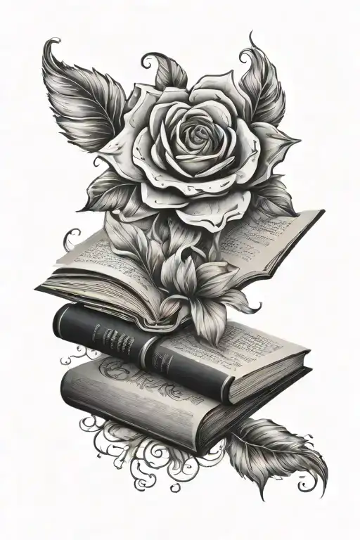 Huge Flower With Book Pages Laying On Top