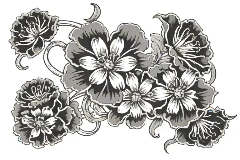 Daughters Name With Marigold Flowers Intertwined