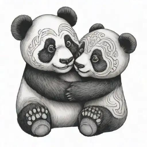 Panda Holding Each Other